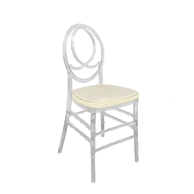 Acrylic Chiavari Chair-Beige Cushion for rent