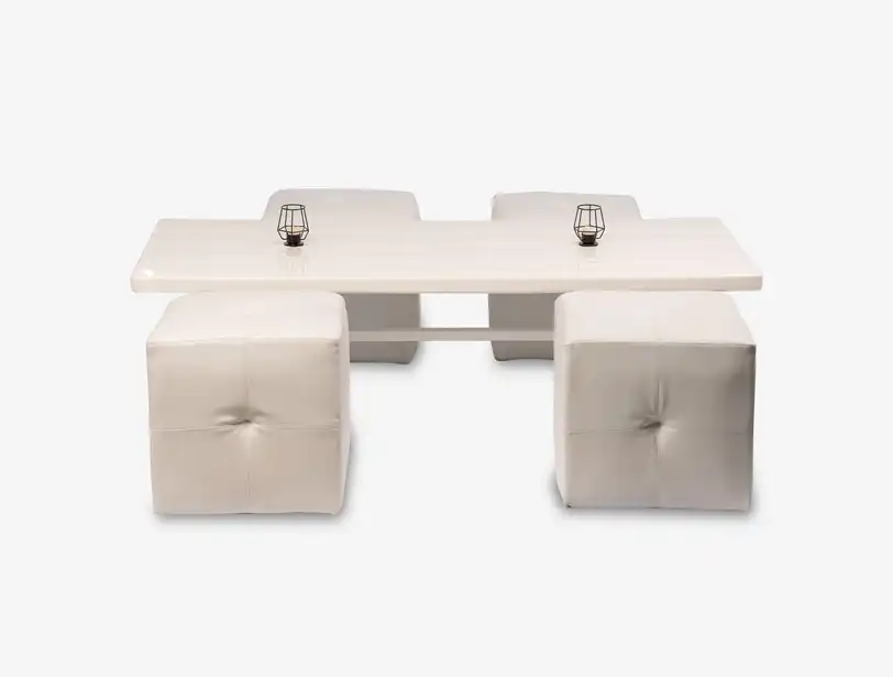 White Square Pouf for rent