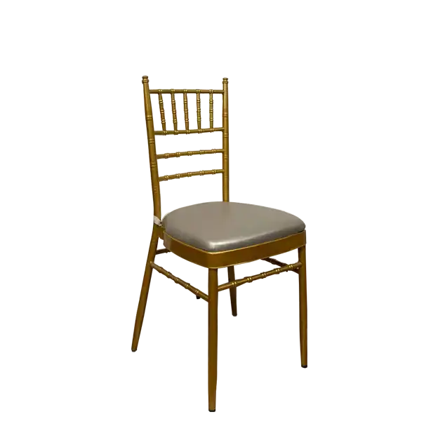 Chiavari Chair Golden-Leather Silver Cushion for rent