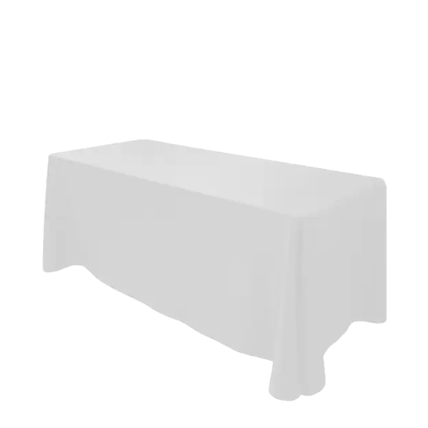 Rectangular Table with Full White Cloth