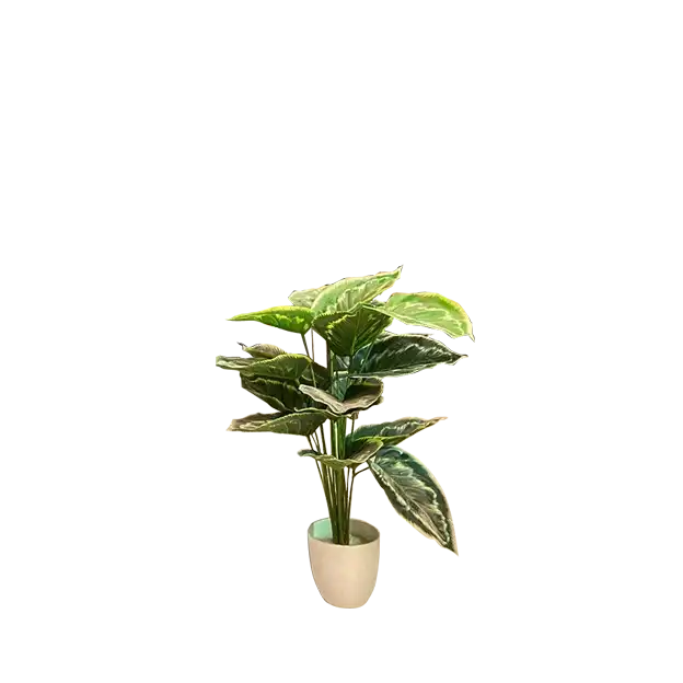 White Flower Pot with Artificial Plant-Small 2