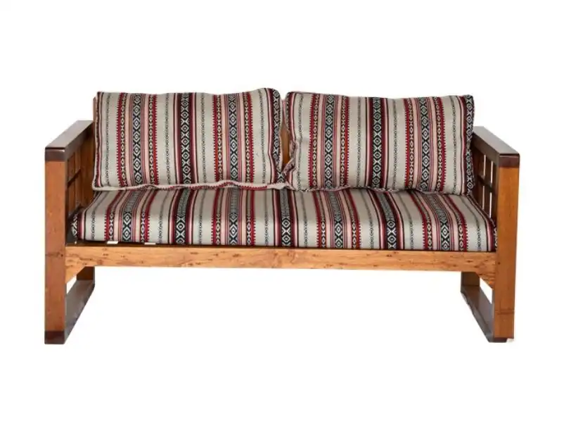 Wooden Grid Two Seater Sofa - Saddu for rent