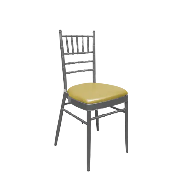 Chiavari Chair Silver-Gold Leather Cushion for rent