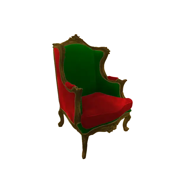 Antique Lounge Chair with Green and Red Color
