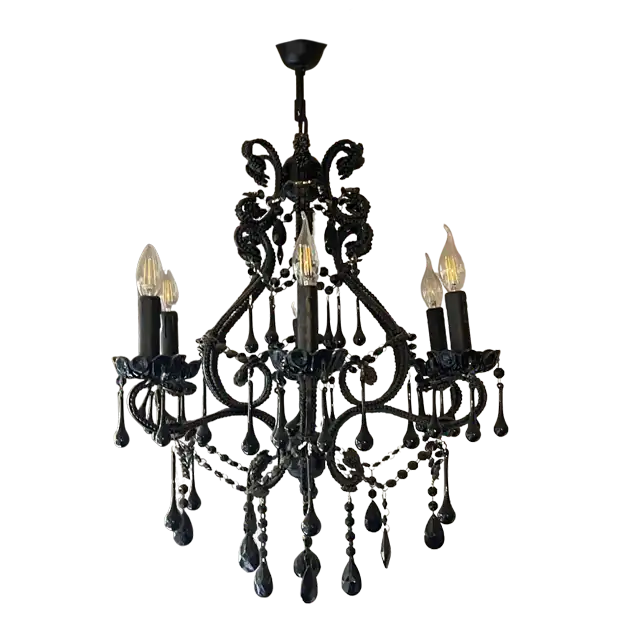 Black Chandelier with Black Hanging Crystal  ATHOOR-SKU-000395
