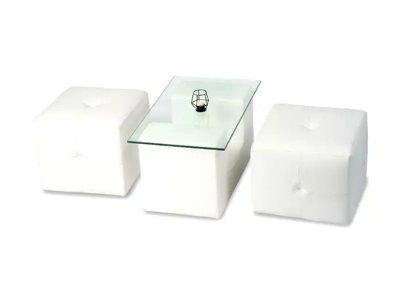 White Square Pouf for rent