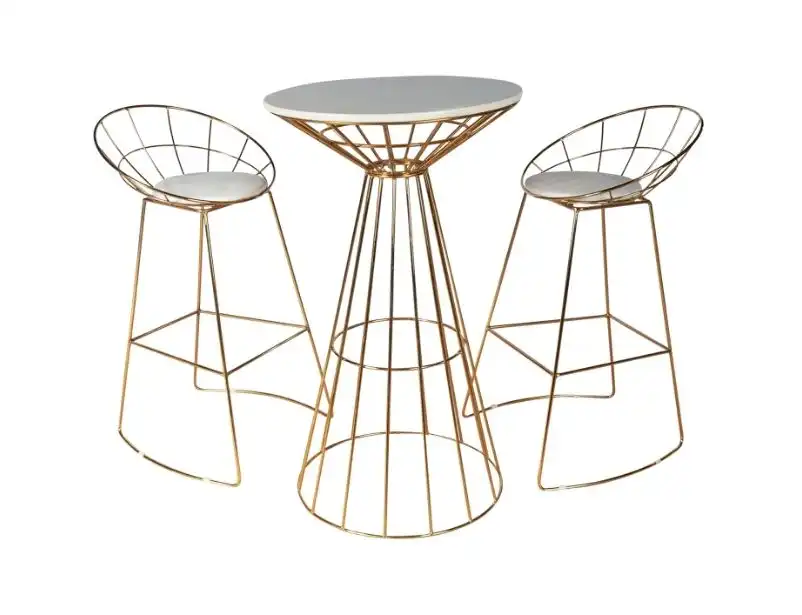 Wired Cocktail Table - Gold & White for rent