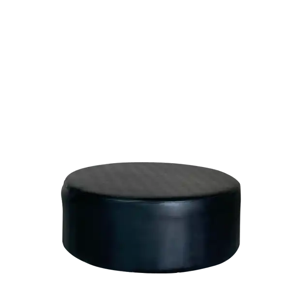 Round Cocktail Big Leather Ottoman-Black for rent