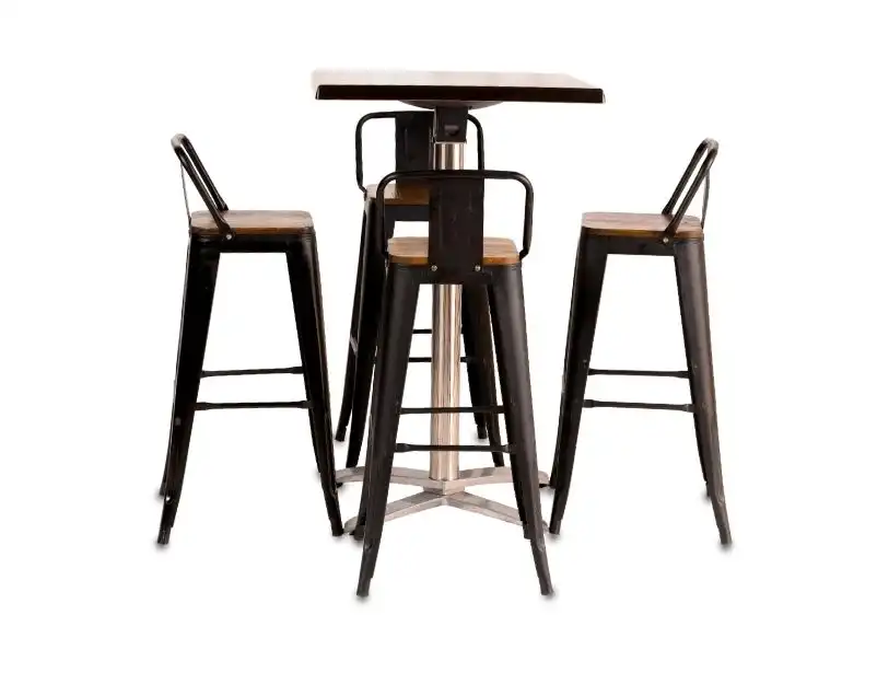 Baxton Bar Stool with Backrest - Black for rent