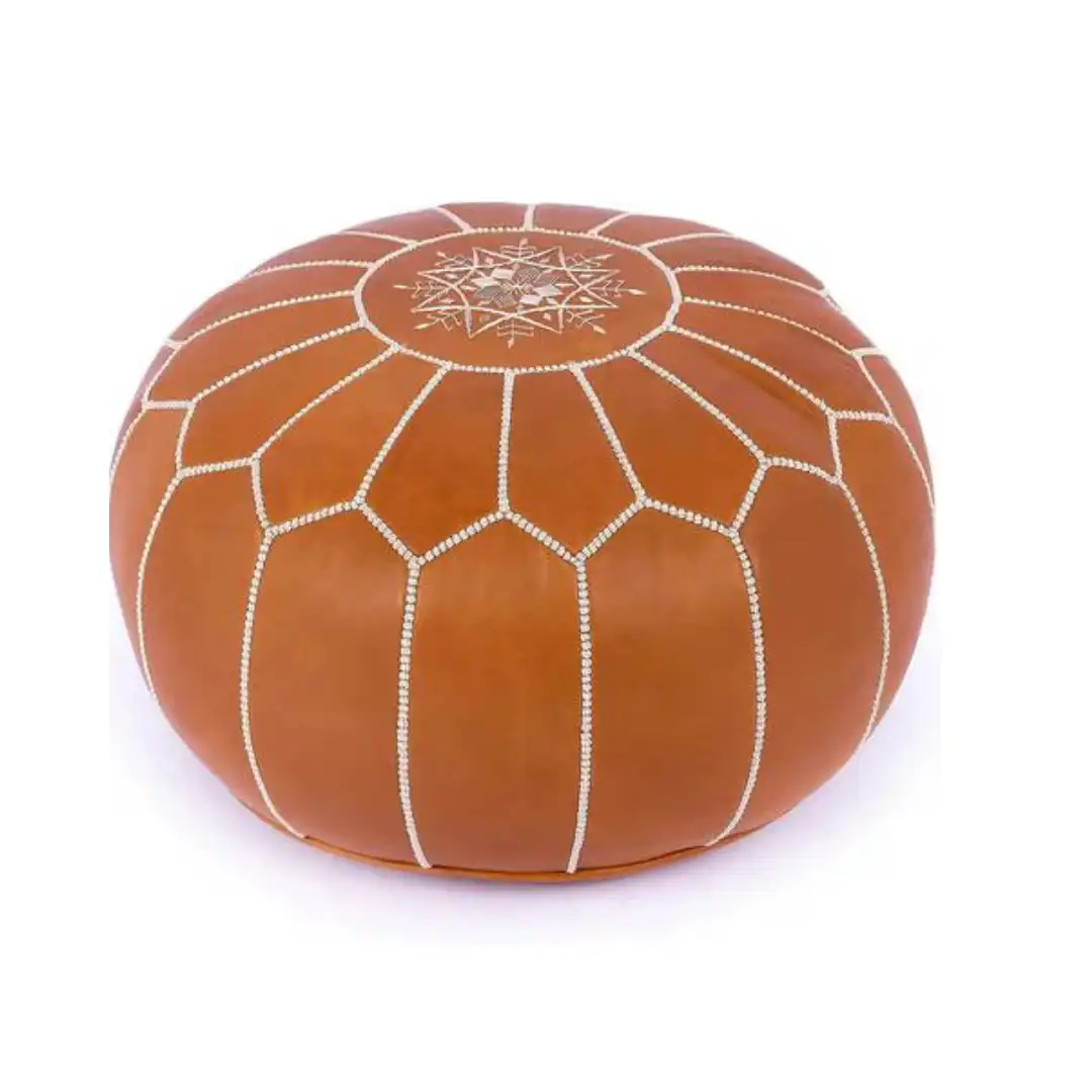 Moroccan Leather Pouf -Tan for rent