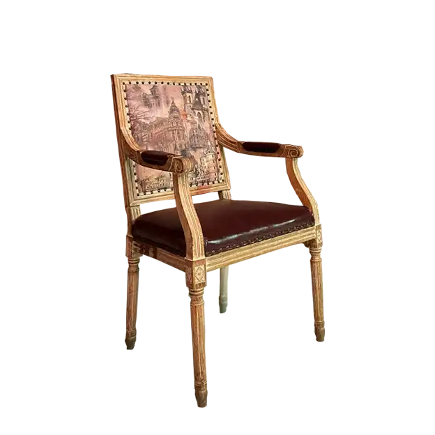 Antique Designed Dining Chair with Arm-Brown Seat ATHOOR-SKU-000055