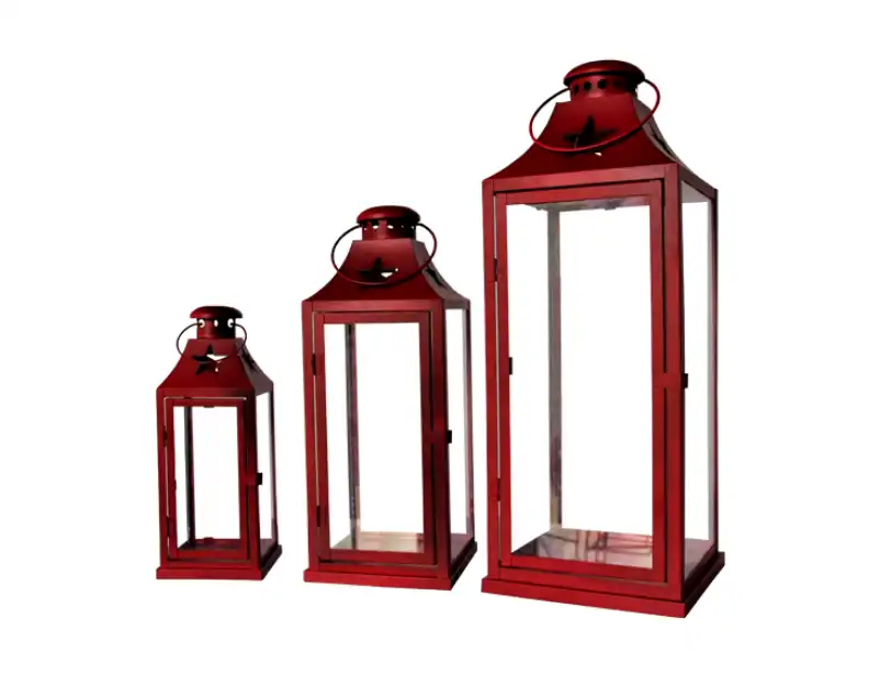 Metal Lanterns Red Set