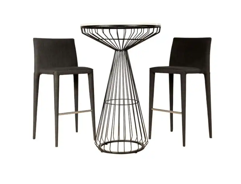 Wired Cocktail Table - Black DIA70 for rent