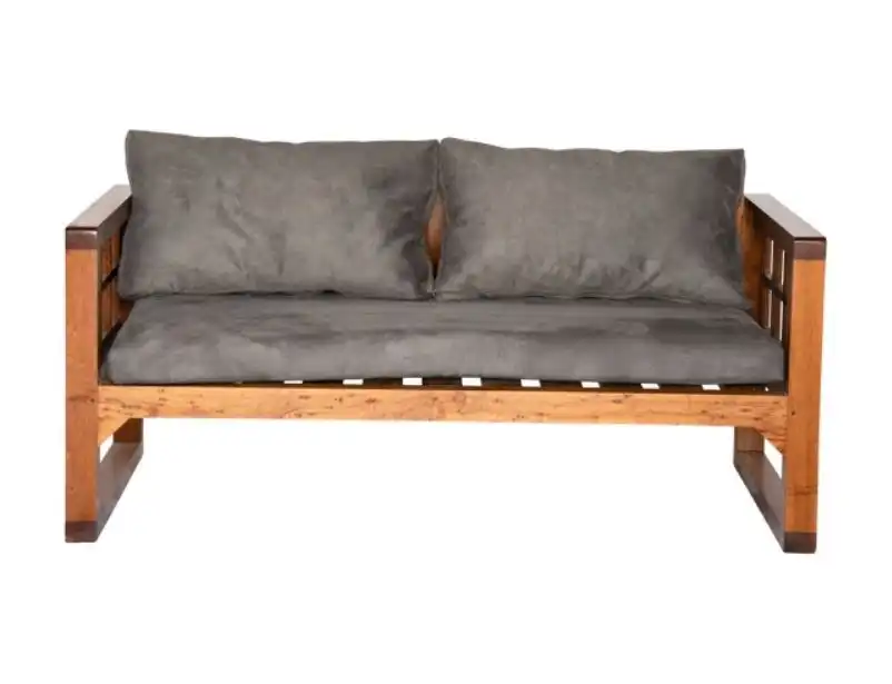 Grid Wooden Two Seater Sofa - Gray for rent