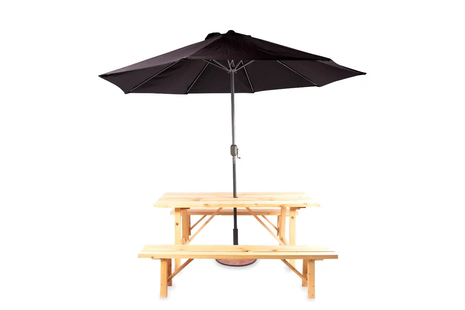 Garden Picnic Table with Benches with Black Umbrella