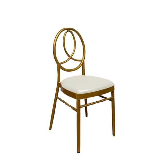 Dior Chair Golden-White Leather Cushion ATHOOR-SKU-000042