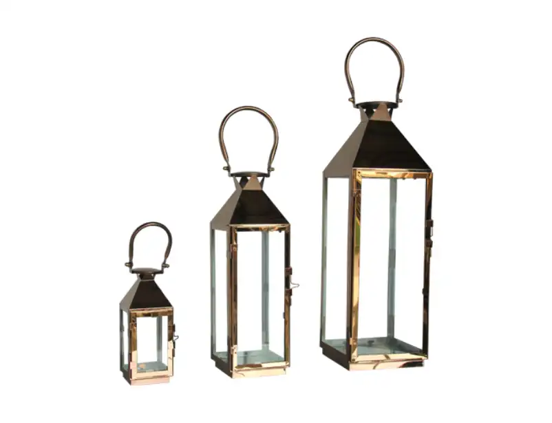 Metal Lanterns Rose Gold Set