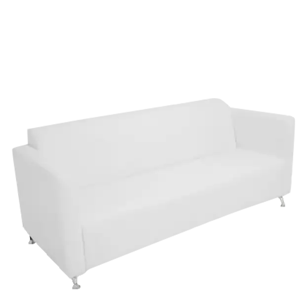 3 Seaters Arm Sofa White Leather with Metal Leg for rent