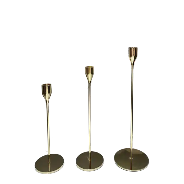 Sihiya's Set of 3 Gold Taper Candlestick Holders