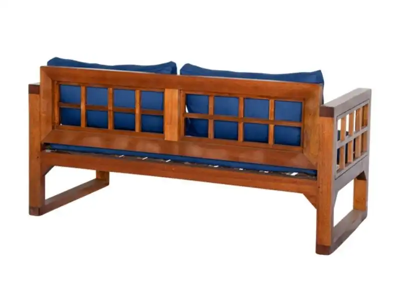 Grid Wooden Two Seater Sofa - Royal Blue for rent