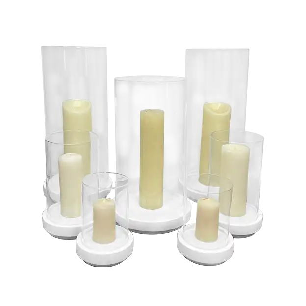 Cylinder Vases Set with Real Candles for rent