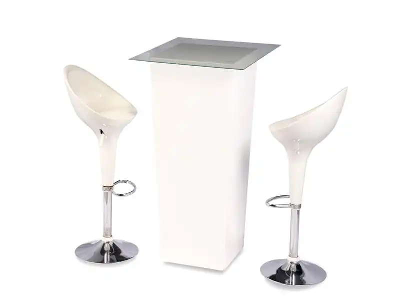 Le Minou Square Glass Cocktail Table - White for rent