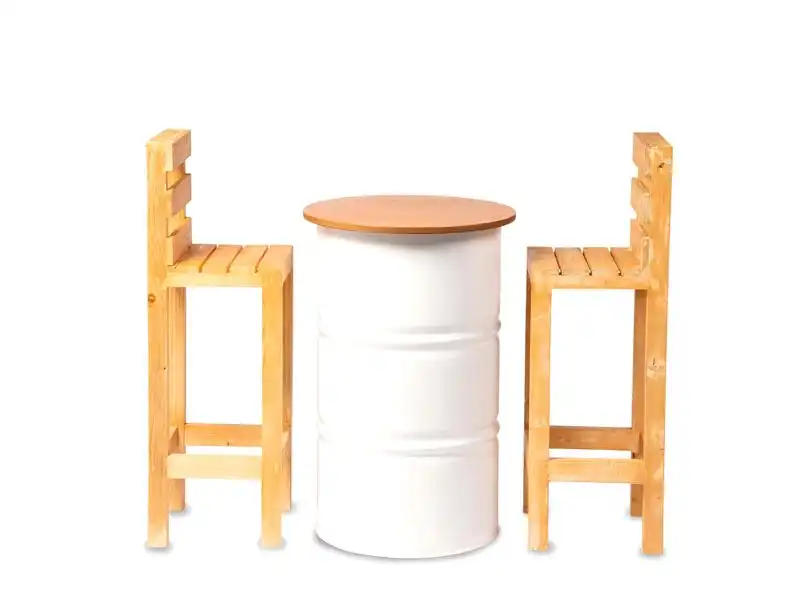 Oil Drum Cocktail Table - White for rent