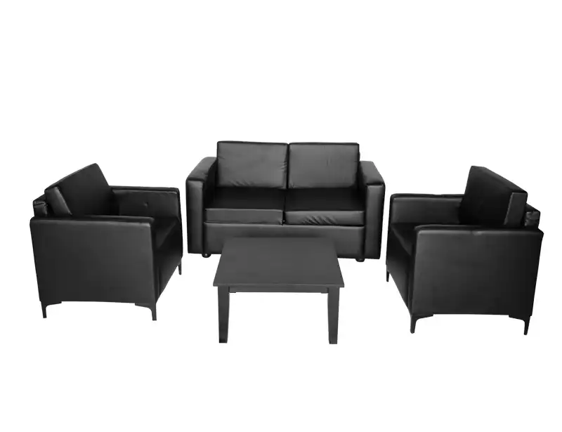 Midnight Black Two Seater Leather Sofa for rent