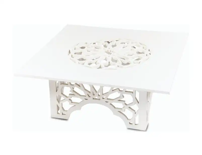 Morocan Antique Square Coffee Table -White 