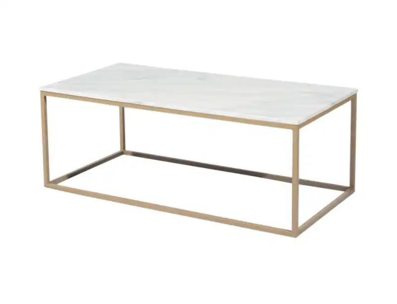 Rectangular Coffee Table Marble Top - Gold Legs