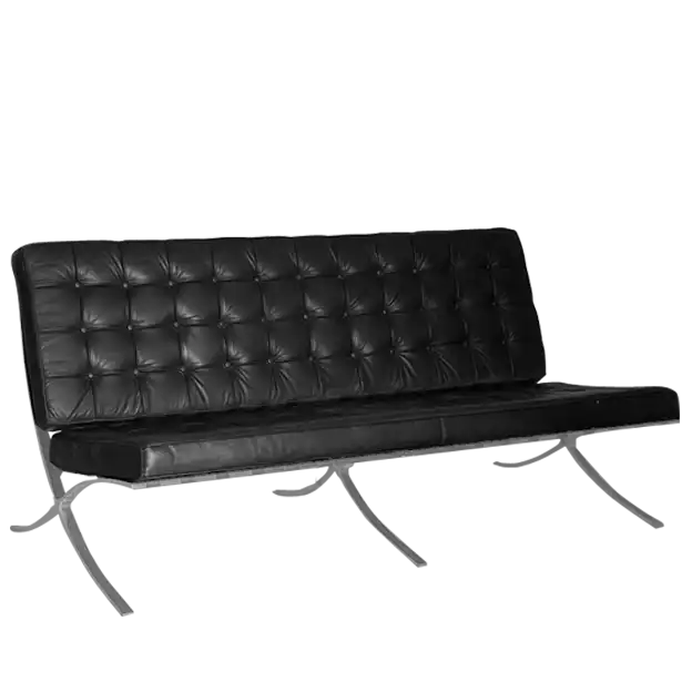Barcelona 3 Seater Leather Sofa-Black