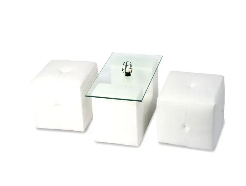 White Square Pouf for rent