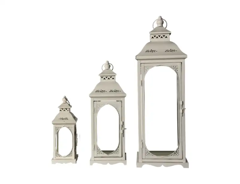 Metal Lanterns Off-White Set