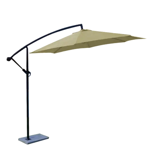 Canteliver Beige Outdoor Umbrella With Base