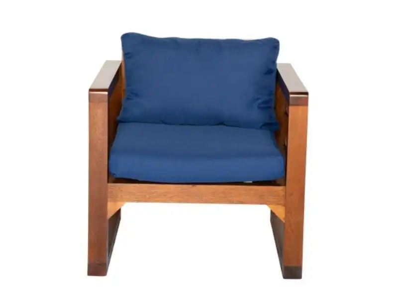 Grid Wooden Single Seater Sofa - Royal Blue for rent