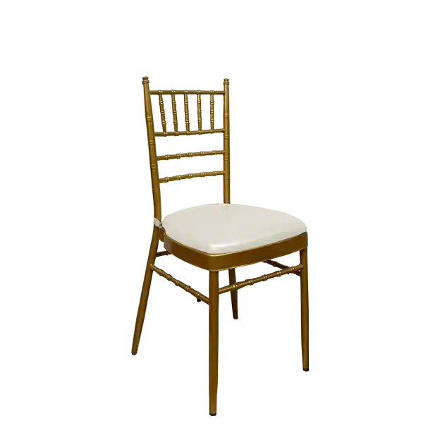 Chiavari Chair Golden-Leather White Cushion ATHOOR-SKU-000018