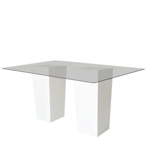 Le Minou Rectangle Glass Cocktail Table - White