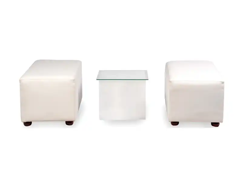 White Two Seater Leather Ottoman for rent