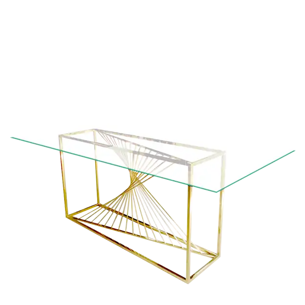 Golden Spiral Glass Buffet Table for rent