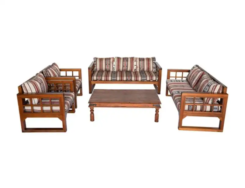 Wooden Grid Single Seater Sofa - Saddu Modern for rent