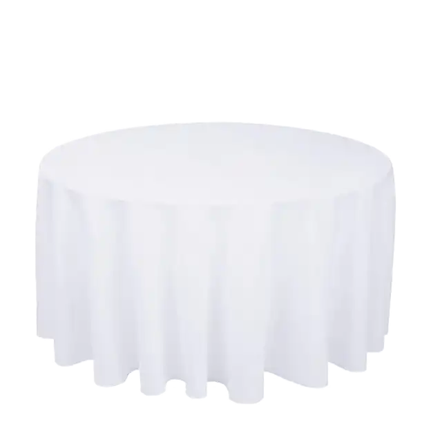 8 Seater Round Table with White Cloth