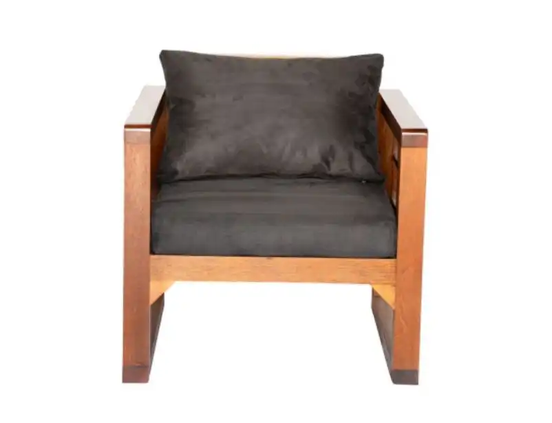 Grid Wooden Single Seater Sofa - Black for rent