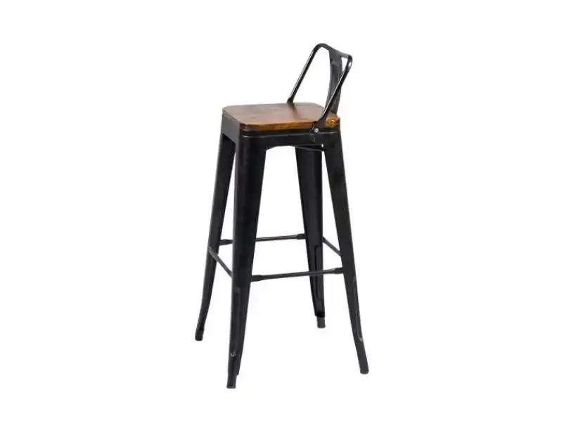 Baxton Bar Stool with Backrest - Black for rent