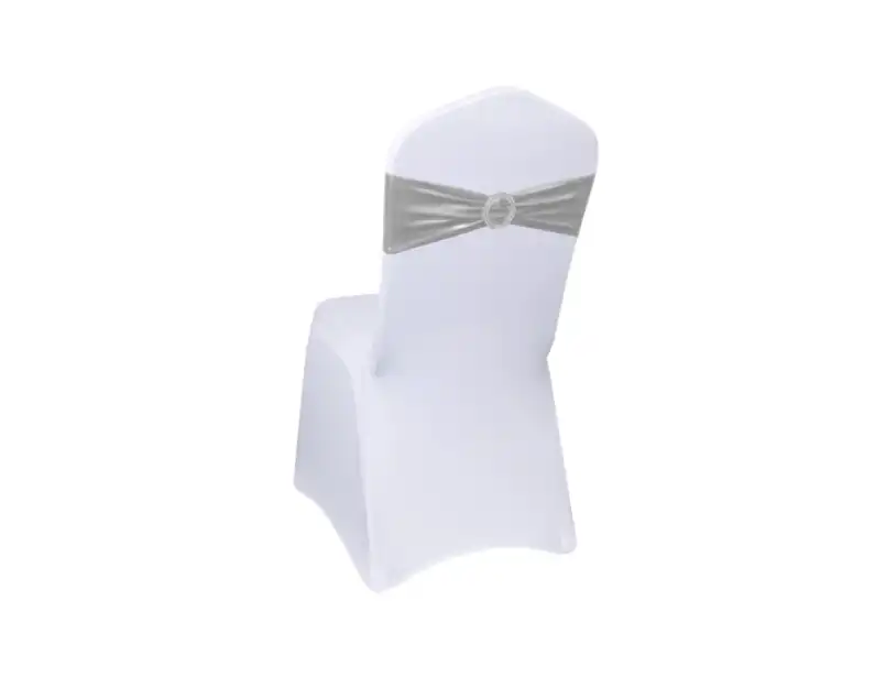 Banquet Chair White -Silver Ribbon