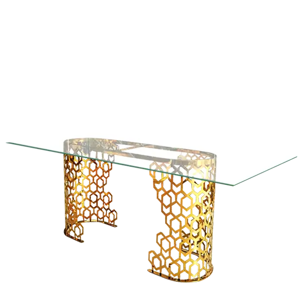 Mafred Art Golden Glass Buffet Table ATHOOR-SKU-000115