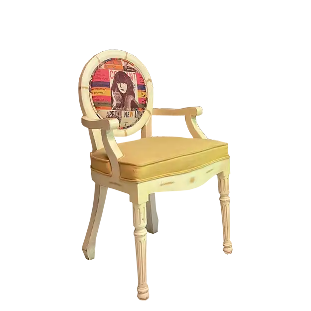 Antique Designed Dining Chair with Arm-Yellow Seat ATHOOR-SKU-000057