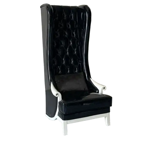 King High Chair-Black Leather ATHOOR-SKU-000284