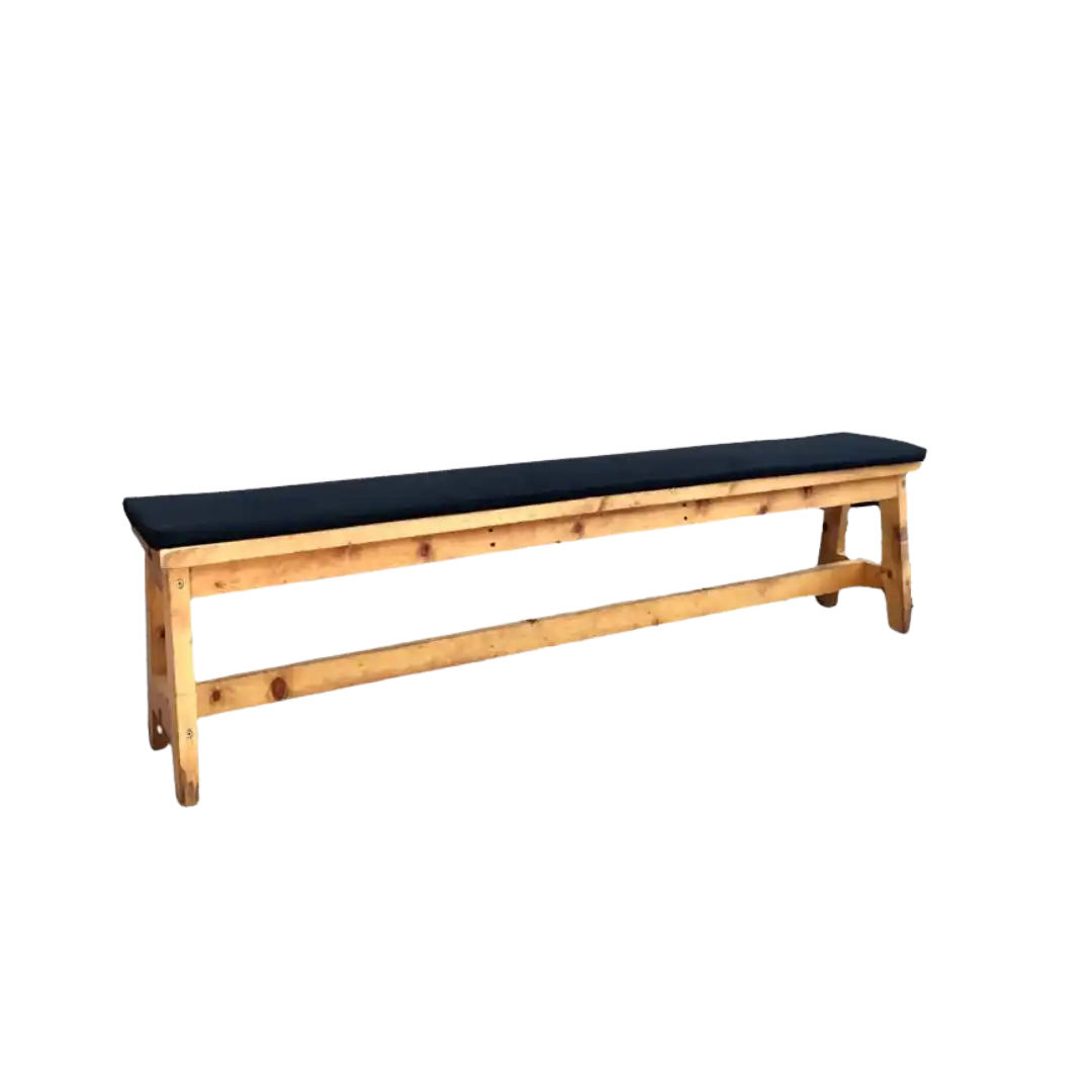 Long Bench Retro Style with Black Cushion