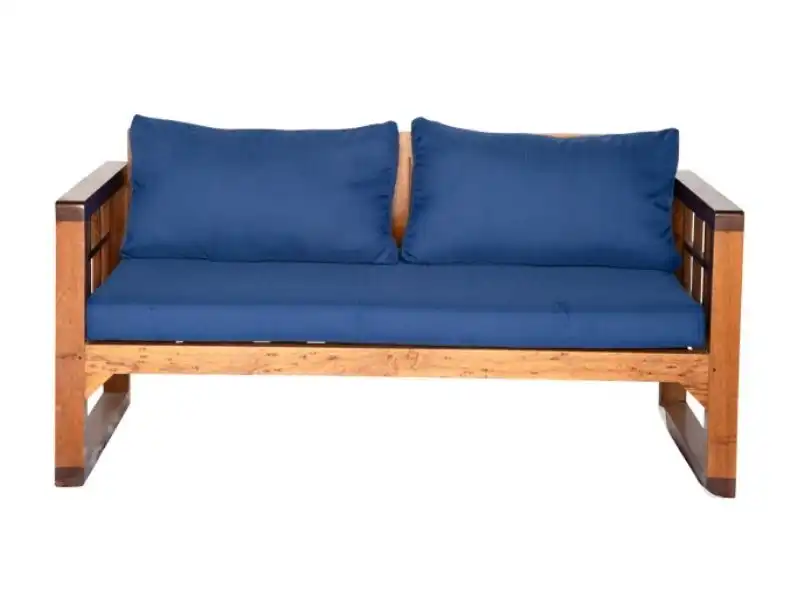 Grid Wooden Two Seater Sofa - Royal Blue for rent