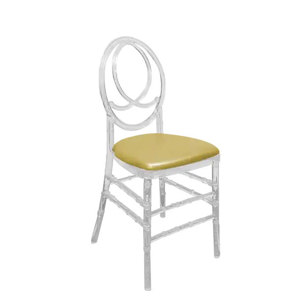 Acrylic Dior Chair-Gold Leather Cushion